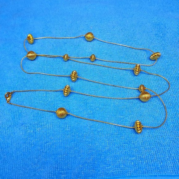 Vintage Jewelry - Vintage 80s Ball Sphere Long Gold Tone Costume Necklace 24" inch